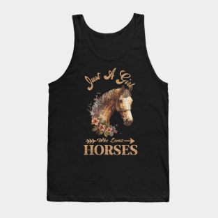 Vintage Retro Just A Girl Who Loves Horses Tank Top